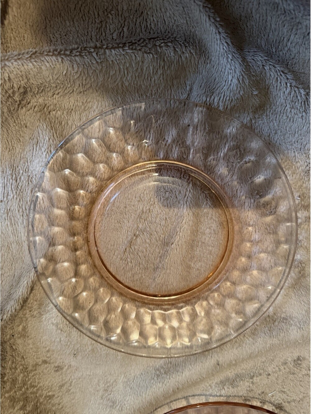 Vintage Pink Depression Glass Plate 6.25" Georgian Honeycomb